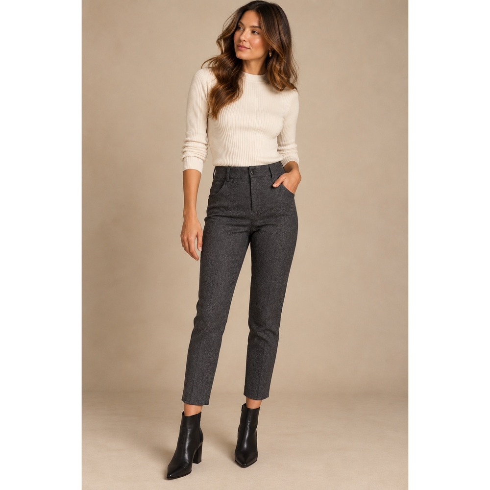 Loft The Sutton Skinny Curvy Pants Gray Marl Stretch Work Trousers Size 0 NEW